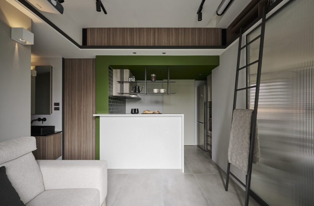 #抹茶綠裝潢 #吧檯設計 #寵物友善 #柴犬日常