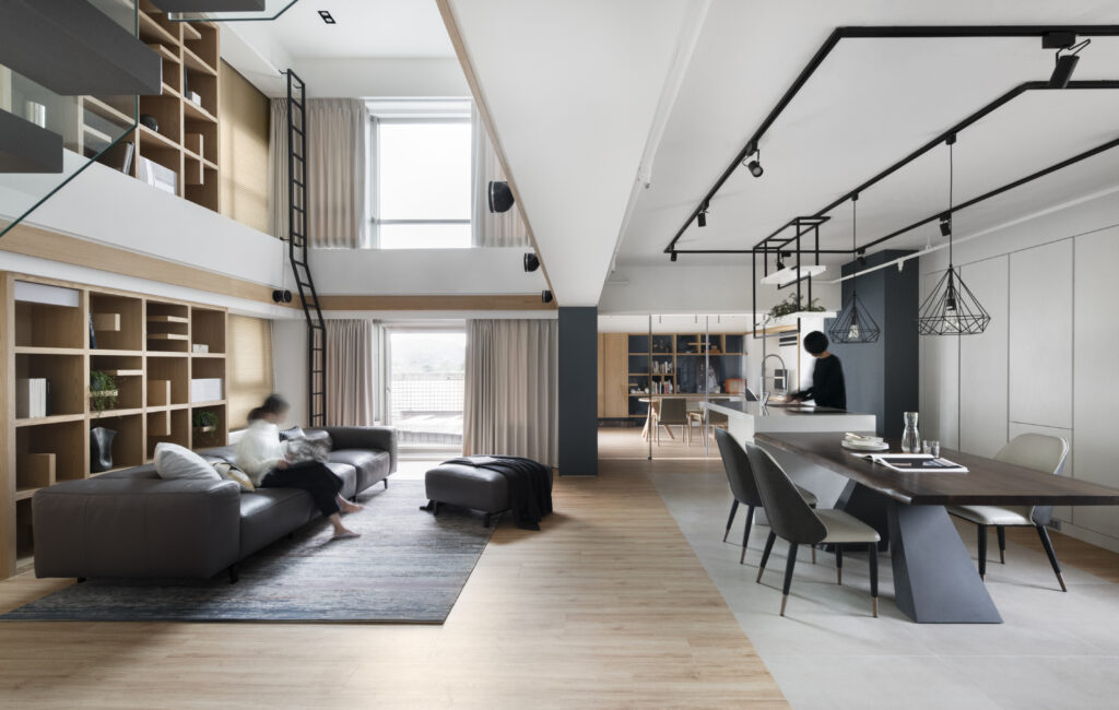 #開放式格局 #客餐廳設計 #現代極簡 #木質藍調