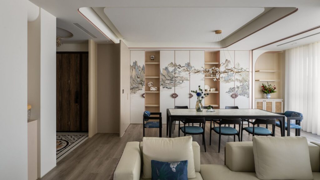 禾郅室內設計奢華風住宅作品：墨影浮光客廳設計